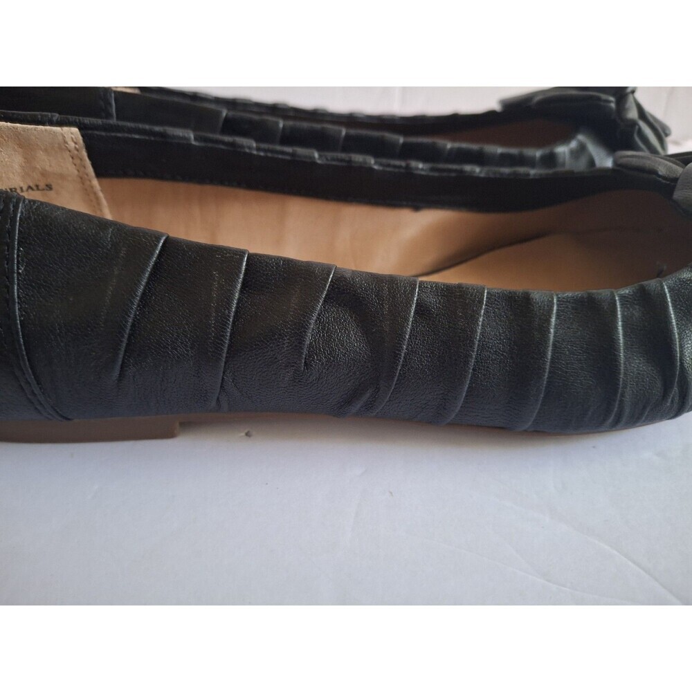Kelsi Dagger Pleated Leather Ballet Flats Size 6 Black Flower Knot Quiet Luxury - Picture 6 of 9